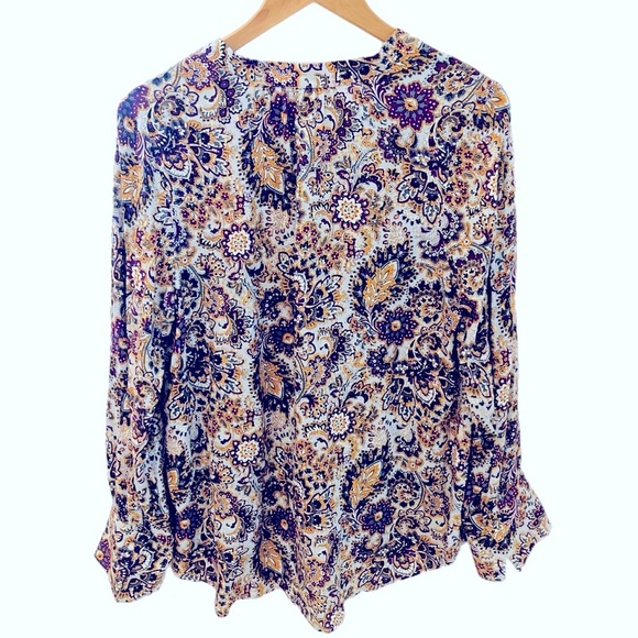NWOT Soft Surroundings Via Alpina Blouse Paisley with Metallic Gold Threading M - Picture 2 of 6